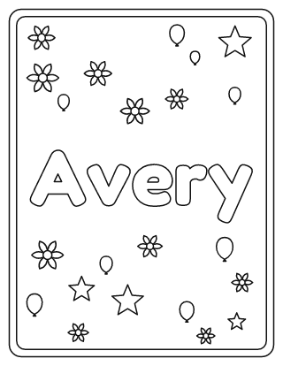Avery Name Coloring Page
