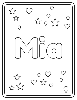 Mia Name Coloring Page